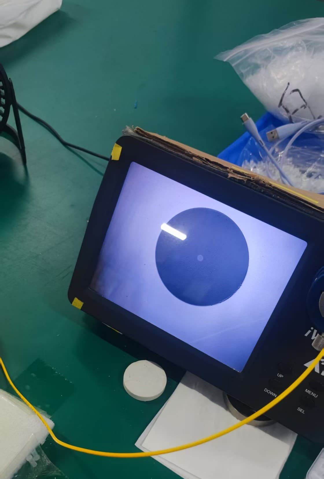 Interferometer screen showing fiber connector end-face geometry measurement